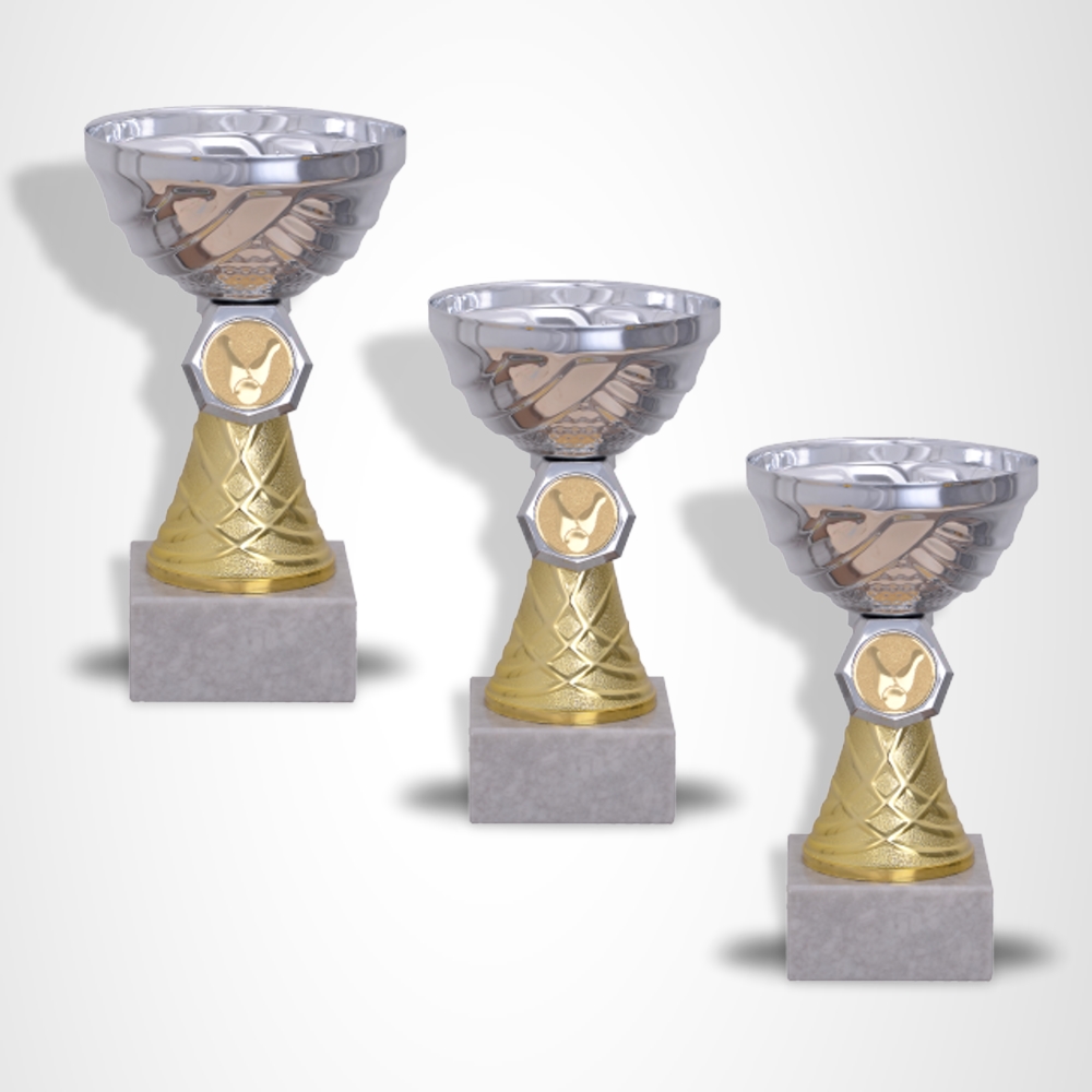 3er Pokalserie Pokale BIG RED THUNDER  mit Gravur TOP Preis Pokale silber rot 