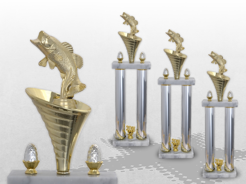 Gravur NEU 2020 Pokal 3er Serie Angeln Pokale FISH gold  incl 